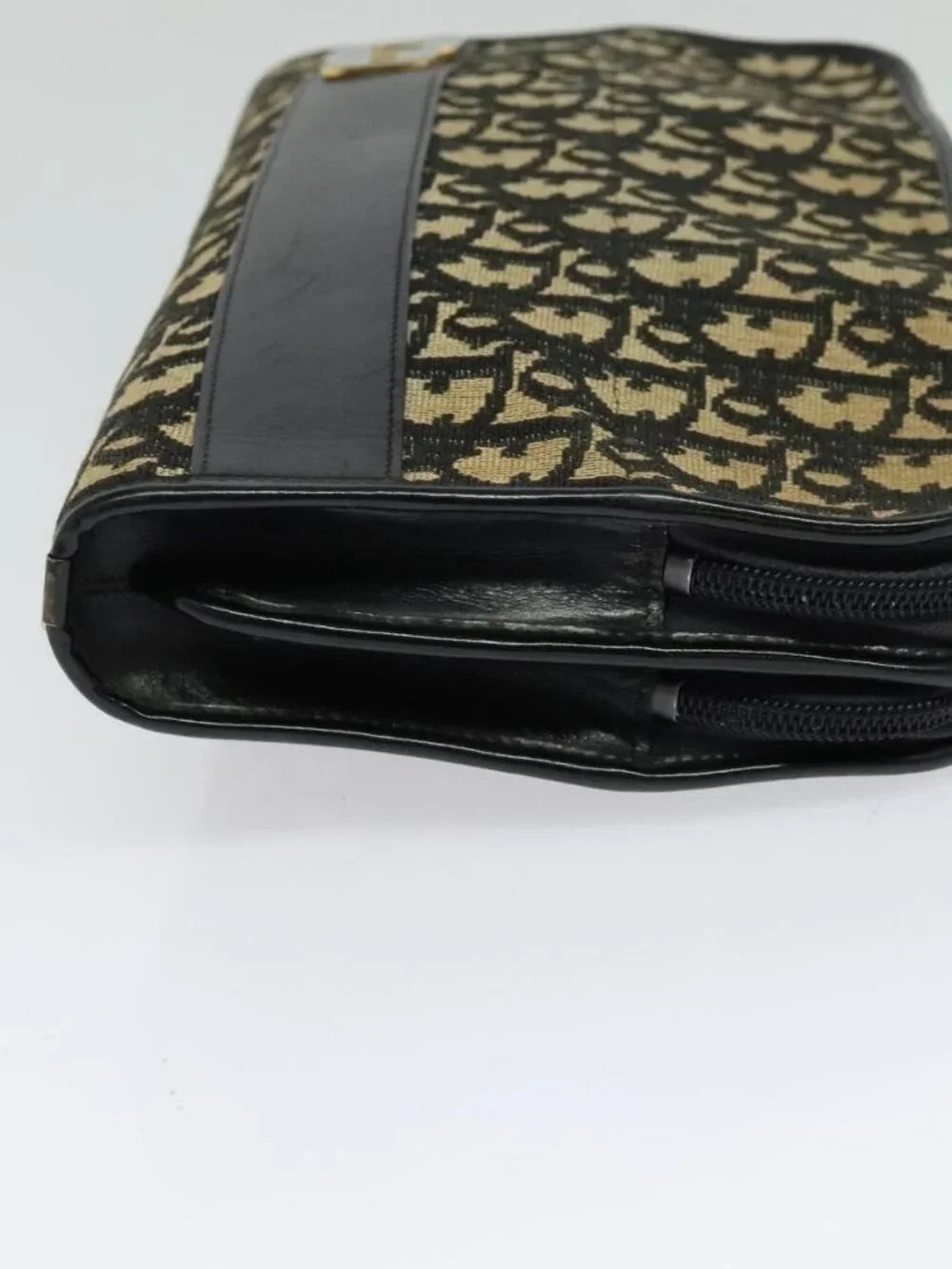 Christian Dior Trotter Canvas Shoulder Bag Navy Gold Auth 122509 - Picture 5 of 16